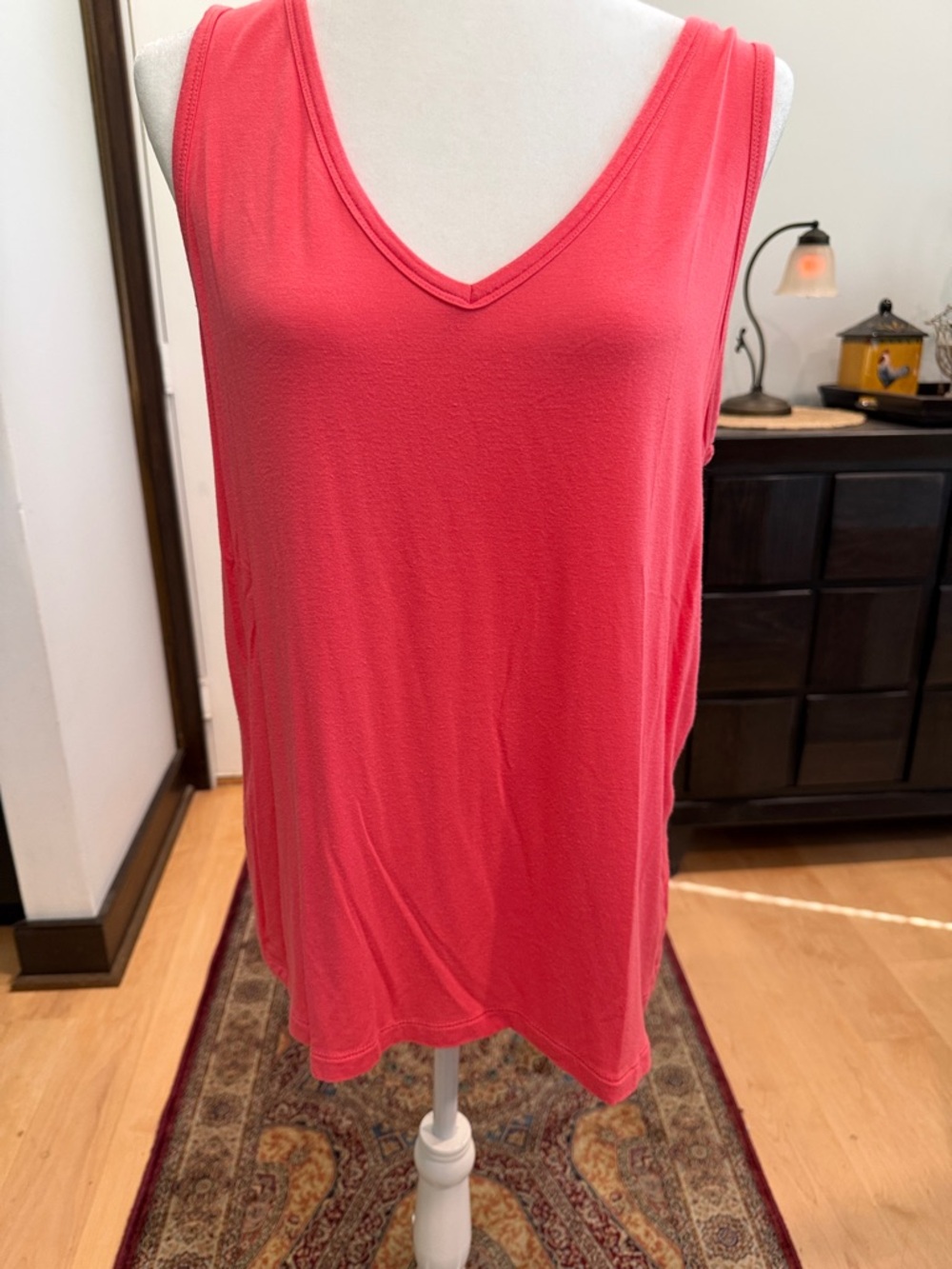 Nine West Sleeveless V-Neck Tank Top - Coral